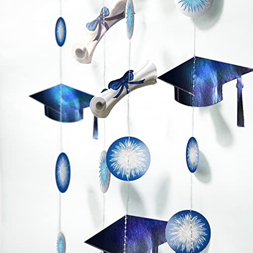 4 pcs Royal Blue Graduation Party Decoration Congrats Grad Garland Streamer Banner Backdrop for Graduation Party Supplies