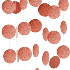 Rose Gold Party Supplies Glitter Grand Paper Dots Hanging - 4 Pack 52 Feet for Bachelorette Party,Wedding, Birthday Party Decoration