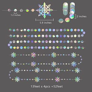 Iridescent Snowflake Decorations Holographic Snow Flakes Garland Winter Wonderland Hanging Streamer Backdrop Decor Banner Christmas New Year Wedding Baby Shower Frozen Birthday Party Supplies