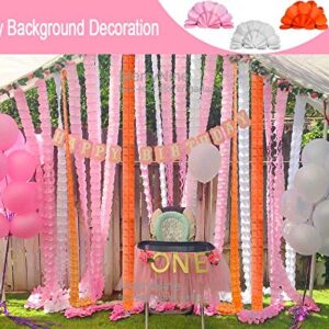 Reusable Party Streamers, MerryNine Four-Leaf Clover Paper Flower Garland for Party, Wedding Decoration, About 10 Feet/3M Each, Pack of 6 (Pure White)