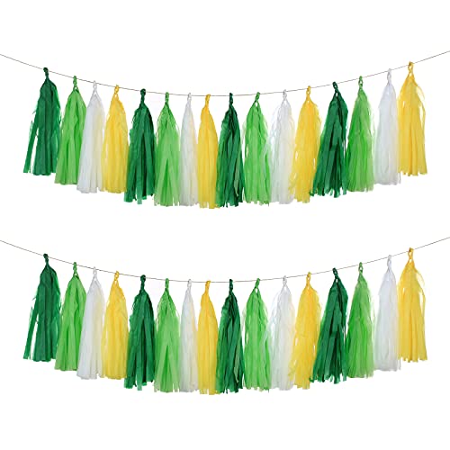 Meetppy GUZON 20PCS Yellow Green White Party Decorations Tissue Party Banner Garland for Bachelorette Engagement Birthday Wedding Baby Bridal Shower Anniversary Garden Tea Party Supplies