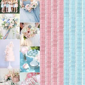 Blue-Pink Gold Party-Decorations Streamers Garland - 12pcs Gender Reveal Ideas 4-Leaf Clover Paper Streamer Wedding Birthday Bachelorette Engagement Baby Shower Supplies Banners Ouruola