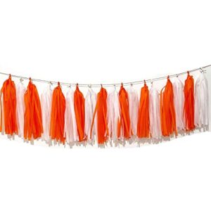 tissue paper tassels party orange and whitetassel garland banner for party decorations,thanksgiving decorations, baby shower，diy kits,orange,white,20 pcs