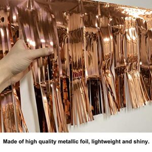 Blukey 10 Feet by 15 Inch Rose Gold Foil Fringe Garland - Pack of 3 | Shiny Metallic Tinsel Banner | Ideal for Parade Floats, Bridal Shower, Wedding, Birthday, Christmas | Wall Hanging Drapes