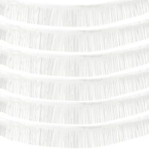 willbond 6 pieces 10 feet fringe garland foil fringe garland metallic tinsel foil garland wall hanging fringe banner for wedding birthday parties holiday decorations and more (white)