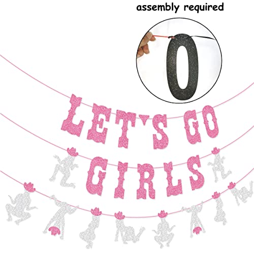 Space Cowgirl Let's Go Girls Bachelorette Party Banner for Western Cowgirl, Last Rodeo Hoedown, Nash Bash Nashville Bachelorette Party Decorations