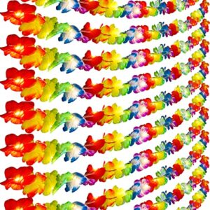 20 pcs tropical hawaiian flower lei garland multicolored luau flower garlands hawaiian lei for kids adults hawaiian luau summer beach tiki tropical backdrop decoration, 131 feet in total