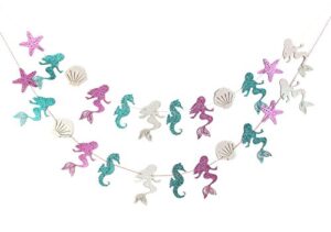 mermaid seashell banner garland party supplies for kid birthday party decoration