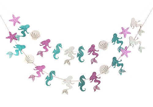 Mermaid Seashell Banner Garland Party Supplies for Kid Birthday Party Decoration