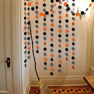 Glitter Black Orange White Dot Circle Garland Halloween Hanging Decoration Haunting Banner Devil Backdrop Demon Decor for Bday/Birthday Sweet 16