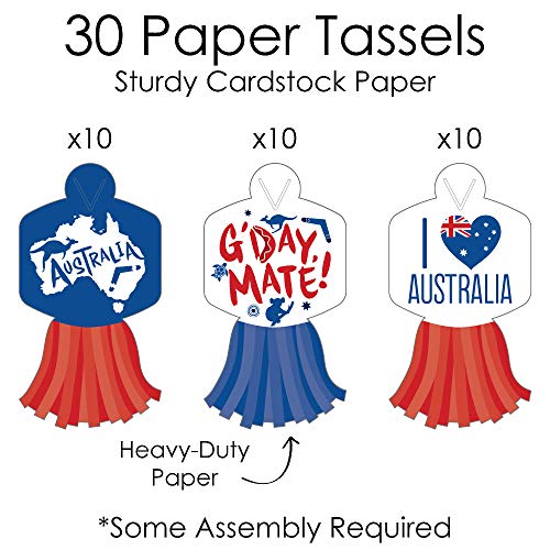 Big Dot of Happiness Australia Day - 90 Chain Links and 30 Paper Tassels Decoration Kit - G’Day Mate Aussie Party Paper Chains Garland - 21 feet