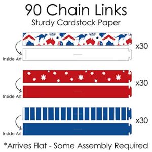 Big Dot of Happiness Australia Day - 90 Chain Links and 30 Paper Tassels Decoration Kit - G’Day Mate Aussie Party Paper Chains Garland - 21 feet