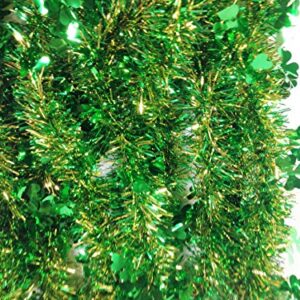 St Patrick Day Green Garland Shamrocks Party Garland -15 Feet Long (Green/Gold Green Clovers)