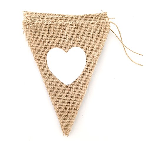 LWR CRAFTS Burlap Bunting Banner Triangle Heart MR MRS