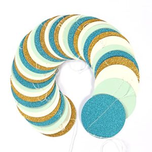 Teal-Blue Mint Ivory-Gold Party-Decorations Streamers Garland - 52Ft Hanging Paper Banner, Birthday Wedding Engagement Bridal Baby Shower Bachelorette Decor Banners Lasting Surprise