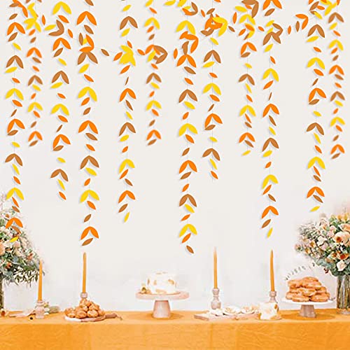 52 Ft Fall Party Decorations Autumn Leaf Garland Streamer Orange Yellow Brown Maple Leaves Hanging Banner for Wedding Bridal Shower Birthday Baby Shower Engagement Harvest Thanksgiving Party Supplies