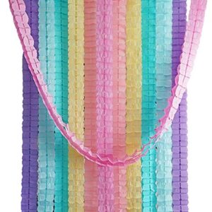 Four Leaf Tissue Paper Garland with Tissue Pom Poms Flowers Streamer Backdrop for Birthday Party Decorations, 24 Pack