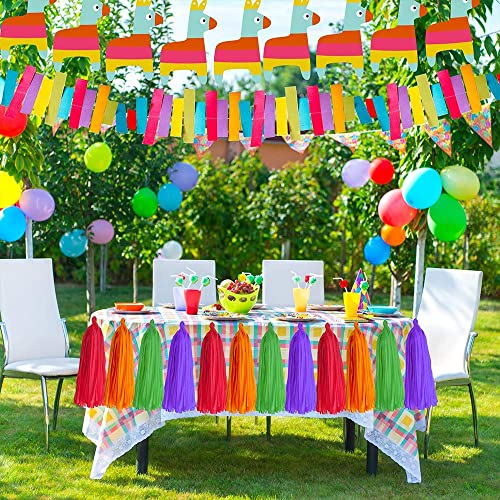 Fiesta Party Decorations Cactus Balloons Hanging Paper Fans Mexican Llama Banner Garland Tassel Garland Backdrop String for Bachelorette Kids Taco Cinco De Mayo Supplies