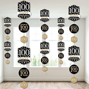 big dot of happiness adult 100th birthday – gold – birthday party diy dangler backdrop – hanging vertical decorations – 30 pieces