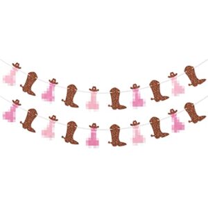 pink & brown boot and cowboy hat garland nash bash banner for nashville bachelorette party western cowgirl last rodeo last hoedown bachelorette party decorations
