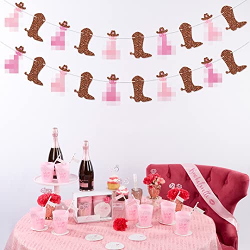 Pink & Brown Boot and Cowboy Hat Garland Nash Bash Banner for Nashville Bachelorette Party Western Cowgirl Last Rodeo Last Hoedown Bachelorette Party Decorations