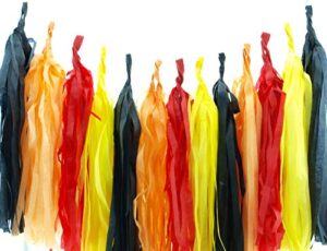firetruck tassel garland, firetruck party streamers (set of 20) – cars themed birthday party supplies, fireman party backdrops, paper tassel garland fire truck party accessories