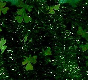 Momentum Brands St. Patrick's Green Shamrock Tinsel Garland - 9 Ft (Pack of 2)