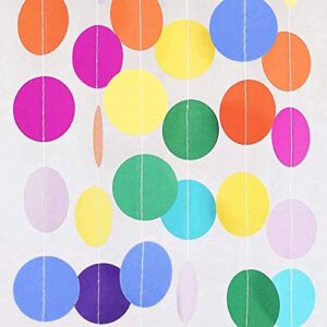 gugelives paper garland,67ft 5pack colorful party paper garland circle dots , hanging streamer banner background decor for birthday/wedding/baby shower/classroom/new year/christmas