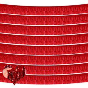 10 pack 10 feet red foil fringe garland metallic tassle banner wall hanging tinsel streamers backdrop for parade floats, bachelorette, wedding, birthday, halloween, christmas party decorations
