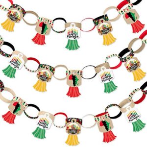 big dot of happiness happy kwanzaa – 90 chain links and 30 paper tassels decoration kit – african heritage holiday party paper chains garland – 21 feet