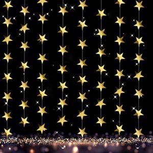zwiebeco 52ft gold star garland paper twinkle little star bunting banner hanging star streamers for engagement wedding baby shower birthday xmas new year space party nursery kids room home decorations