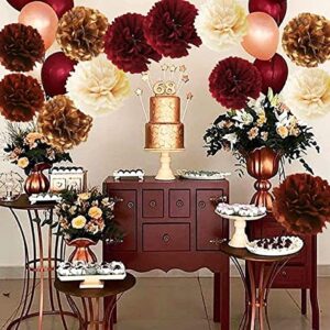 Bridal Shower Decorations Burgundy Champagne Gold Fall Bachelorette Party Decorations/Big Size Tissue Pom Pom Maroon Gold Balloons Bride To Be Banner for EngagementBurgundy Fall Wedding