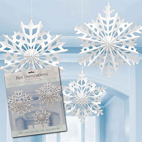 amscan 290956 Snowflake Hanging Paper Fan 3 pcs Christmas Decoration