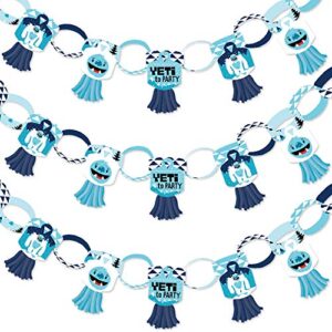 big dot of happiness yeti to party – 90 chain links and 30 paper tassels decoration kit – abominable snowman party or birthday party paper chains garland – 21 feet
