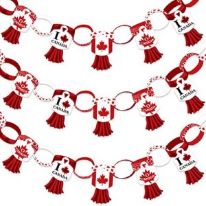 big dot of happiness canada day – 90 chain links and 30 paper tassels decoration kit – canadian party paper chains garland – 21 feet