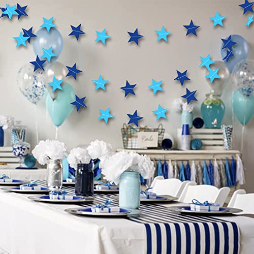 6 Pack 78Ft Stars Garland Party Decorations Paper Polka Dots Hanging Streamer String Bunting Banner Backdrop Background Decor Wedding/Birthday/Anniversary/Engagement (Blue)