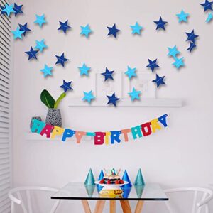 6 Pack 78Ft Stars Garland Party Decorations Paper Polka Dots Hanging Streamer String Bunting Banner Backdrop Background Decor Wedding/Birthday/Anniversary/Engagement (Blue)