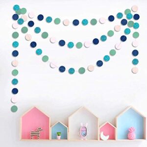 Blue Pink Green Circle Garland for Little Mermaid Party Decoration Hanging Circle Dots Streamer Backdrop Banner Decor for Under The Sea Birthday Wedding Baby Shower Anniversary