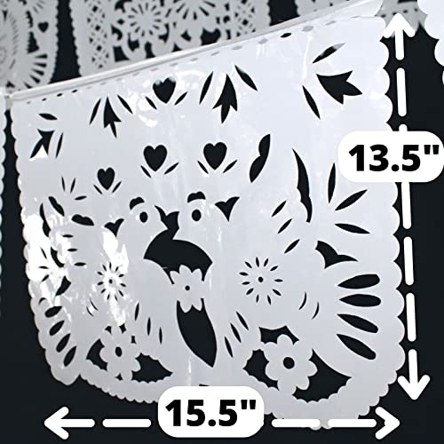 5 Pk Mexican Plastic Banners, 75 ft Long White Mexican Wedding Garlands, Perfect for Rehearsals, Bridal Shower, Photo Booth Backdrop, Engagement Party, Wedding Backdrop Banner B41