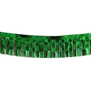 blukey 10 feet long green parade floats skirting decorations- pack of 1 | metallic foil fringe garland | ideal for parade floats, bridal shower, wedding, birthday | wall hanging tassle banner
