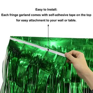 Blukey 10 Feet Long Green Parade Floats Skirting Decorations- Pack of 1 | Metallic Foil Fringe Garland | Ideal for Parade Floats, Bridal Shower, Wedding, Birthday | Wall Hanging Tassle Banner