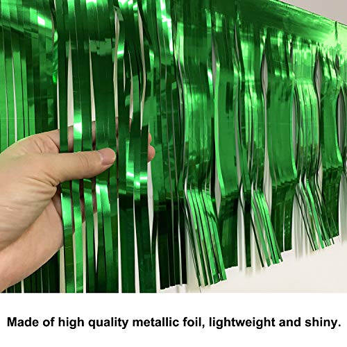 Blukey 10 Feet Long Green Parade Floats Skirting Decorations- Pack of 1 | Metallic Foil Fringe Garland | Ideal for Parade Floats, Bridal Shower, Wedding, Birthday | Wall Hanging Tassle Banner