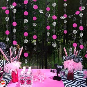 cheerland zebra stripe glitter black rose red circle garland summer hanging decoration jungle banner wildlife backdrop safari decor for bday/birthday sweet 16 and african animal themed party (circle)