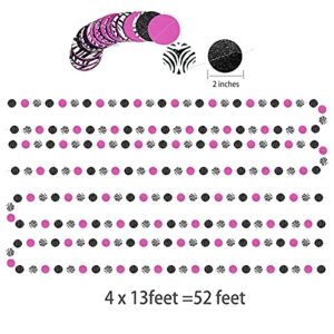 Cheerland Zebra Stripe Glitter Black Rose Red Circle Garland Summer Hanging Decoration Jungle Banner Wildlife Backdrop Safari Decor for Bday/Birthday Sweet 16 and African Animal Themed Party (circle)