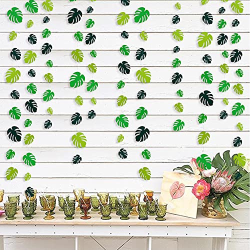 46 Ft Tropical Party Decorations Green Palm Leaves Garland Banner for Summer Hawaiian Luau Wild One Safari Beach Birthday Bachelorette Engagement Wedding Bridal Baby Shower Jungle Leaf Party Supplies