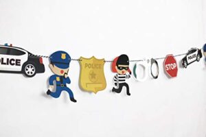 cops and robbers – garland | cop party decoration | boy birthday party | cops, robbers, police car, police badge, handcuffs, stop sign | kids party decor