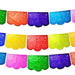 Fiesta Brands 50 Panel Pack. Mexican Papel Picado Banner.Colores de Primavera.Over 75 feet Long for Maximum Coverage. Vibrant Colors Tissue Paper. Medium Size Panels. Multicolored Flowers Design