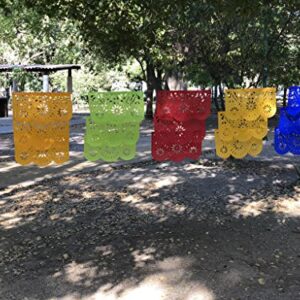 Fiesta Brands 50 Panel Pack. Mexican Papel Picado Banner.Colores de Primavera.Over 75 feet Long for Maximum Coverage. Vibrant Colors Tissue Paper. Medium Size Panels. Multicolored Flowers Design