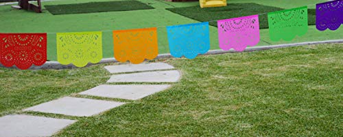 Fiesta Brands 50 Panel Pack. Mexican Papel Picado Banner.Colores de Primavera.Over 75 feet Long for Maximum Coverage. Vibrant Colors Tissue Paper. Medium Size Panels. Multicolored Flowers Design
