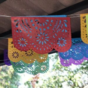 Fiesta Brands 50 Panel Pack. Mexican Papel Picado Banner.Colores de Primavera.Over 75 feet Long for Maximum Coverage. Vibrant Colors Tissue Paper. Medium Size Panels. Multicolored Flowers Design